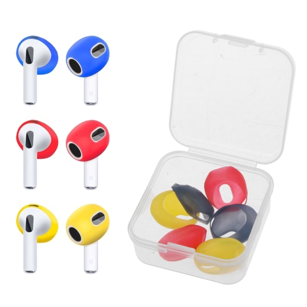 sets of earplugs for Airpods Pods 3 silicone ear caps Bluetooth compatible headphones Earplugs Ear cushions Ultra-thin anti-slip Blue red yellow Blue red yellow - Image 2