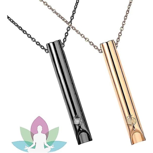 2pcs Breathing Necklace, Anxiety Necklace for Women, Stress Relief Mindful Breathing Necklace Stainless Steel for Meditation Relaxation Black gold Black gold - Image 1