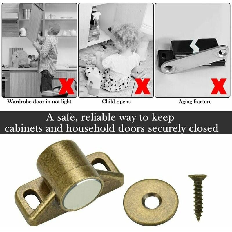 pcs magnets for cabinet doors, magnetic door lock, magnetic door closer with 4 washers and 12 screws, magnetic cabinet closure for furniture, wardrobe, cupboard - Image 3