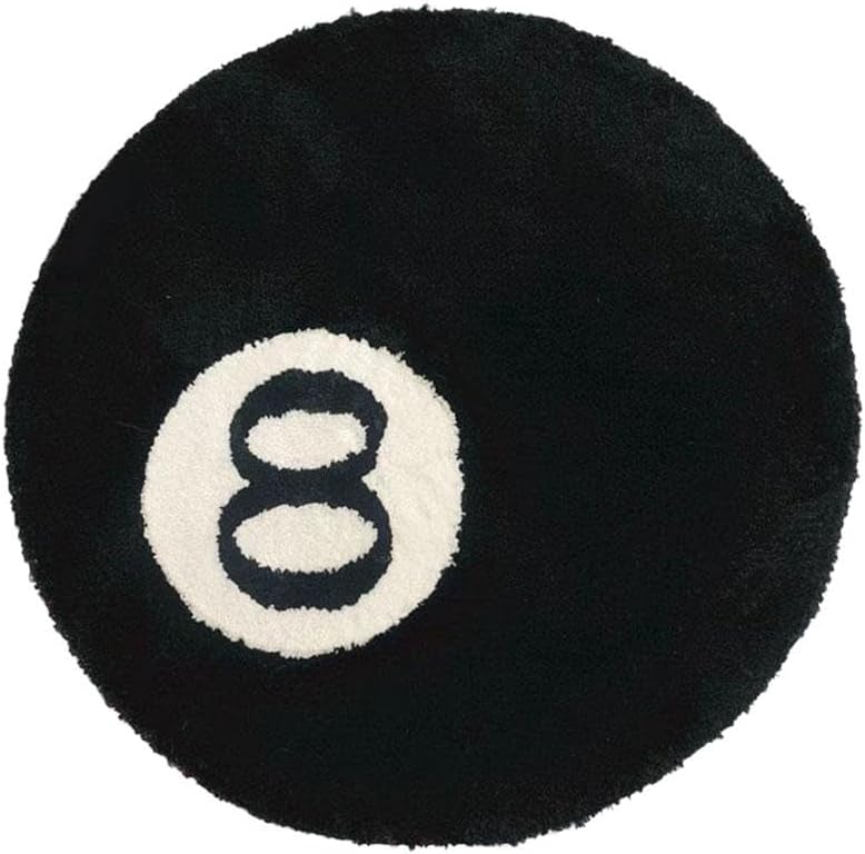 Black Carpet, Billiard Ball Mat, 8-Ball Soft & Fluffy Black Carpet Bedroom Decoration, Black Circle Carpet for Living Room Home Decor 80*80 - Image 1