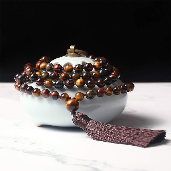 108 Mala Bead Necklace, Tibetan Prayer Beads in Natural Stone - Image 4