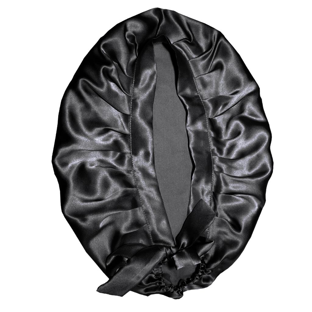 Sleeping Cap in Real Silk - Protects Hair While You Sleep black - Image 2