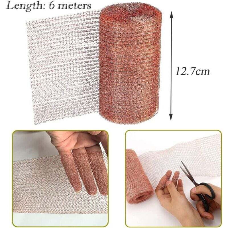 Copper net, 1 roll of 6 meters, against snails, mice, birds and nematodes, garden protection against rodents, knitted copper - Image 3