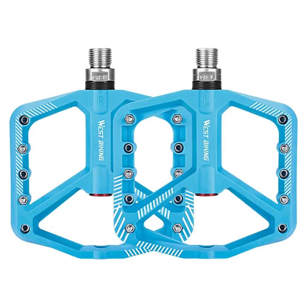 pair of wide pedals with non-slip surface and repair function, blue - Image 1