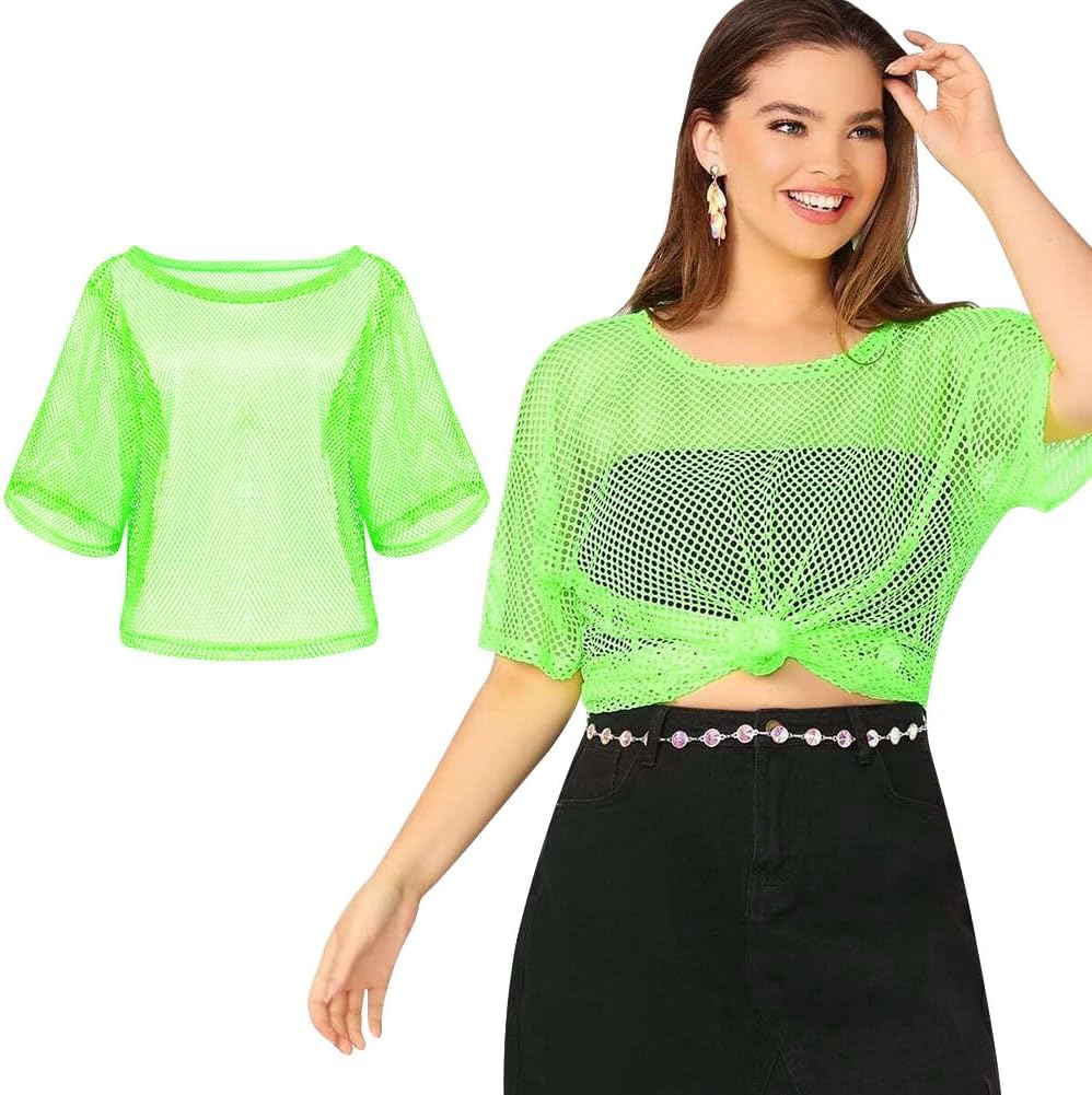 80s Neon Party Clothes Costume Accessories Set, 1980s Retro Theme Party Decoration Outfit for Women Girls B 1PCS - Image 1