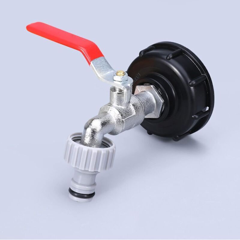 1000L Tank Faucet with Garden Hose Tap Adapter, S60X6 IBC Faucet Connector, Garden Faucet for Rainwater Harvester. Plastic 1\/2 - Image 5