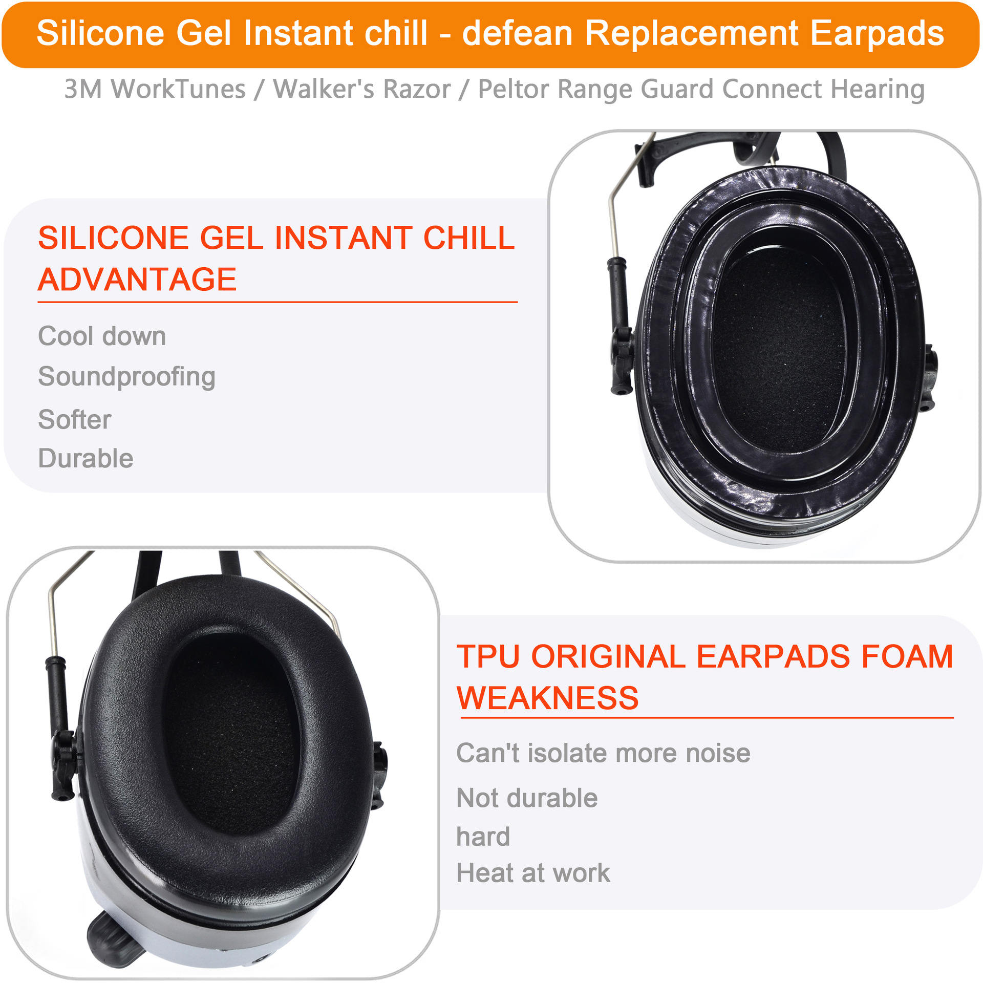 INF Gel earmuffs for 3M Peltor hearing protection 1 pair - Image 3