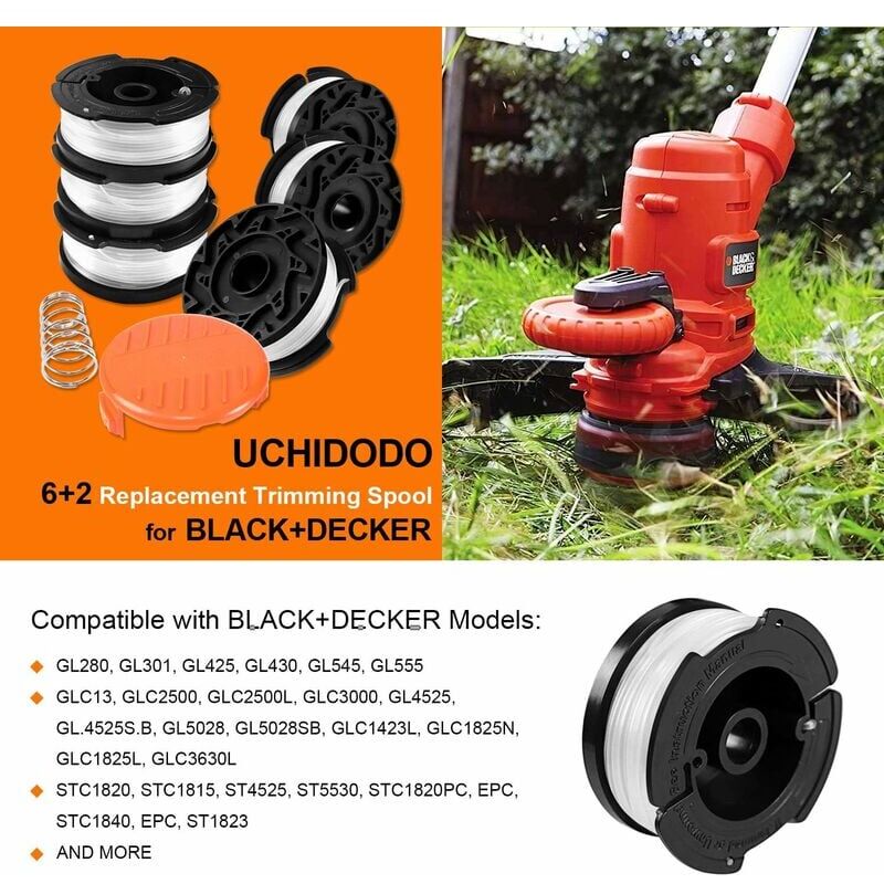 Trimmer Line Spool Pack with 1 Spool Cover and 1 Spring, Trimmer Line Spool for Black and Decker Trimmers - Image 1
