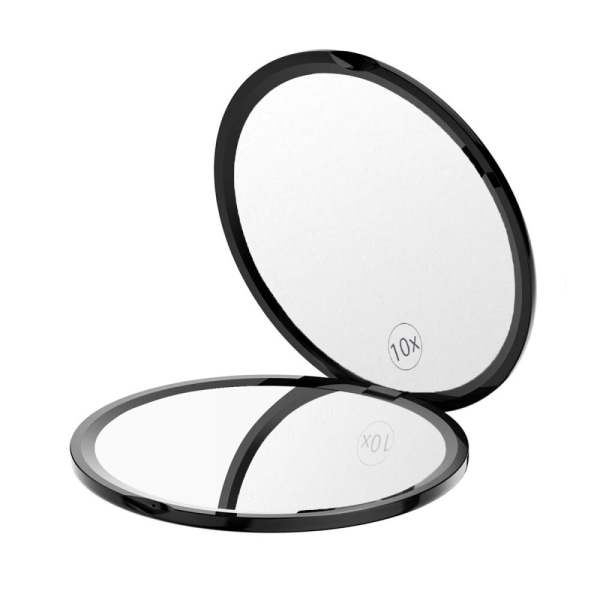 10x Magnification Compact Double-Sided Mirror - Black - Image 1