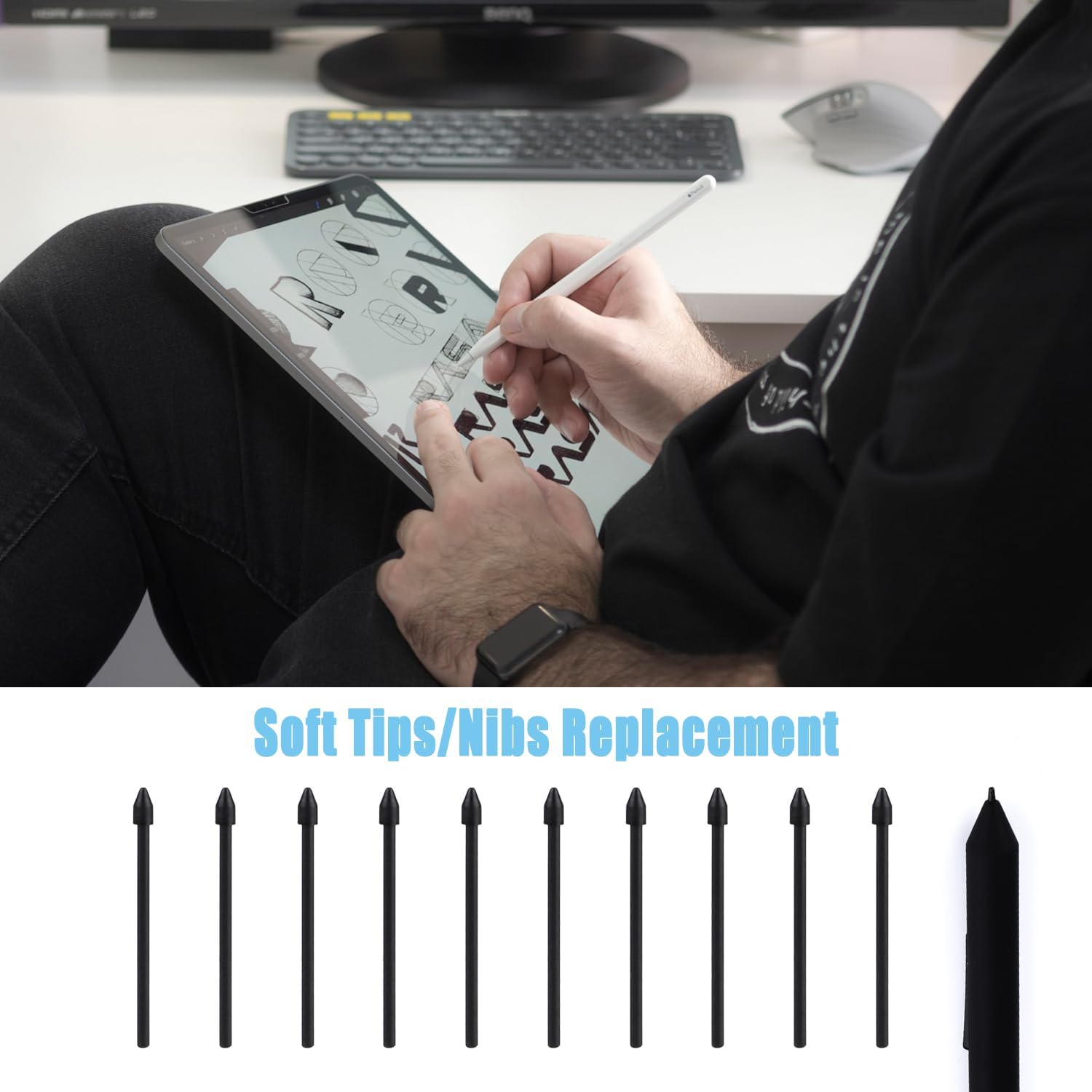 10pcs S Pen Nibs for Samsung Galaxy Tab S6 with Installation Tool Compatible with Samsung Galaxy Tab S7 & S7 Plus S8 & S8 Plus (Black) Black - Image 6