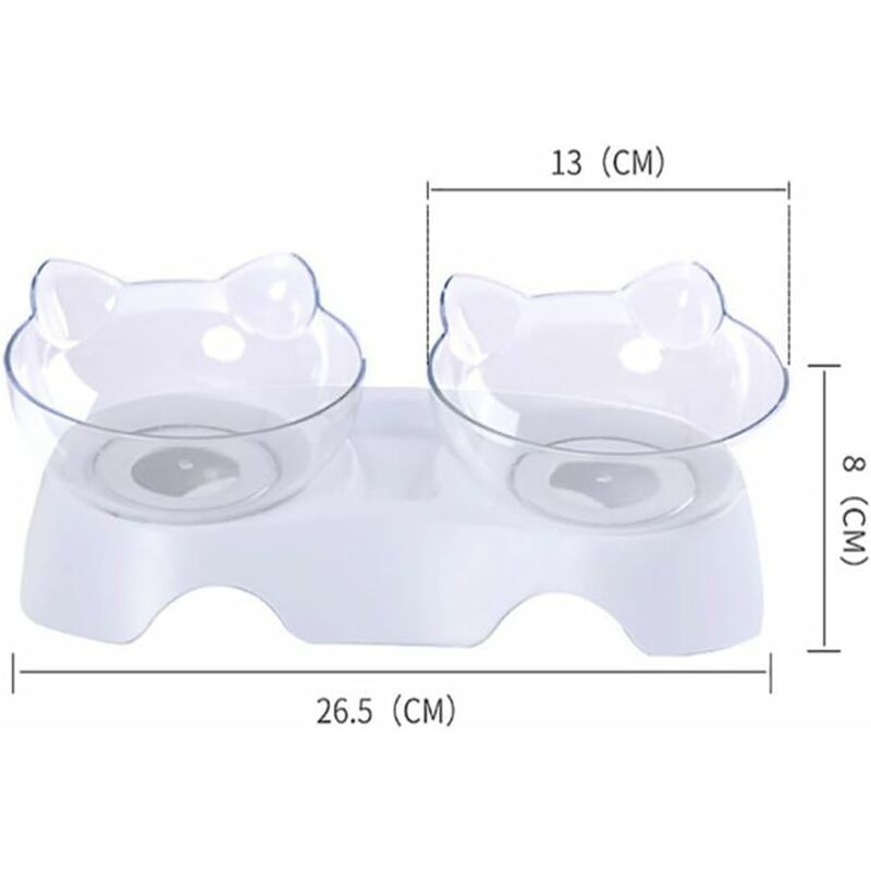 Double Cat Bowls, Orthopedic Pet Bowl Anti-vomiting, Cat Food Bowl Water Bowl Dog Bowl, Angled Cat Bowl Protects the Spine, 15° Inclined Bowl - Image 2