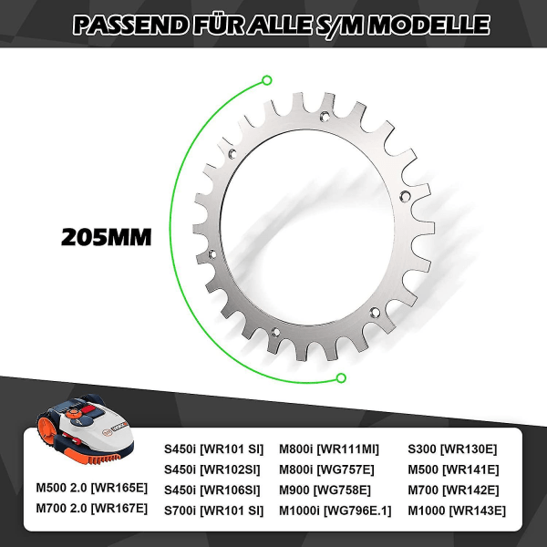 premium stainless steel spikes for Worx S/m model, 2 x stainless steel screw spikes Traction Enhancer, robotic lawnmower Wheel size 205 mm (FMY) - Image 4