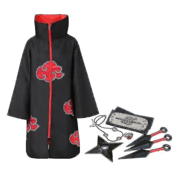Akatsuki Uchiha Itachi Anime Unisex Costume Ninja Naruto Cloak-m SQBB - Image 1