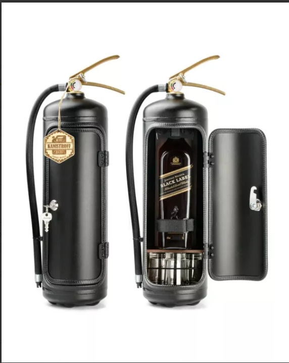 Fire Extinguisher Minibar Wine Cabinet Perfect Gift for Men black - Image 1