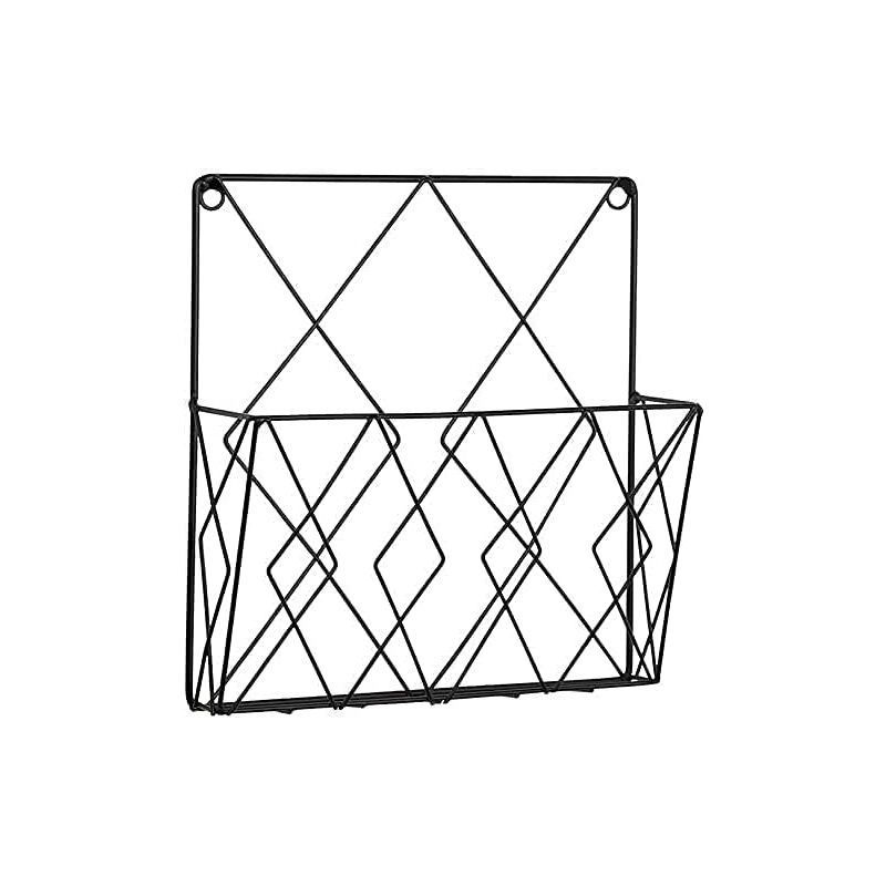 Wall Mounted Newspaper Holder Newspaper Shelf Storage Rack Black Draw - Image 1