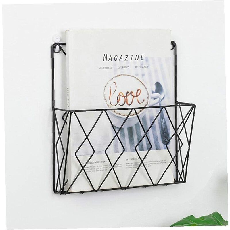 Wall Mounted Newspaper Holder Newspaper Shelf Storage Rack Black Draw - Image 3