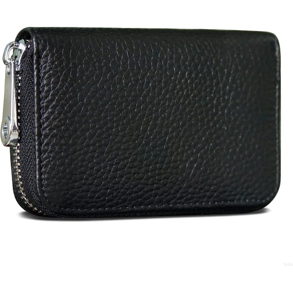 Credit Card Holder RFID Blocking Genuine Leather Mini Credit Card Case with Zipper - Image 1