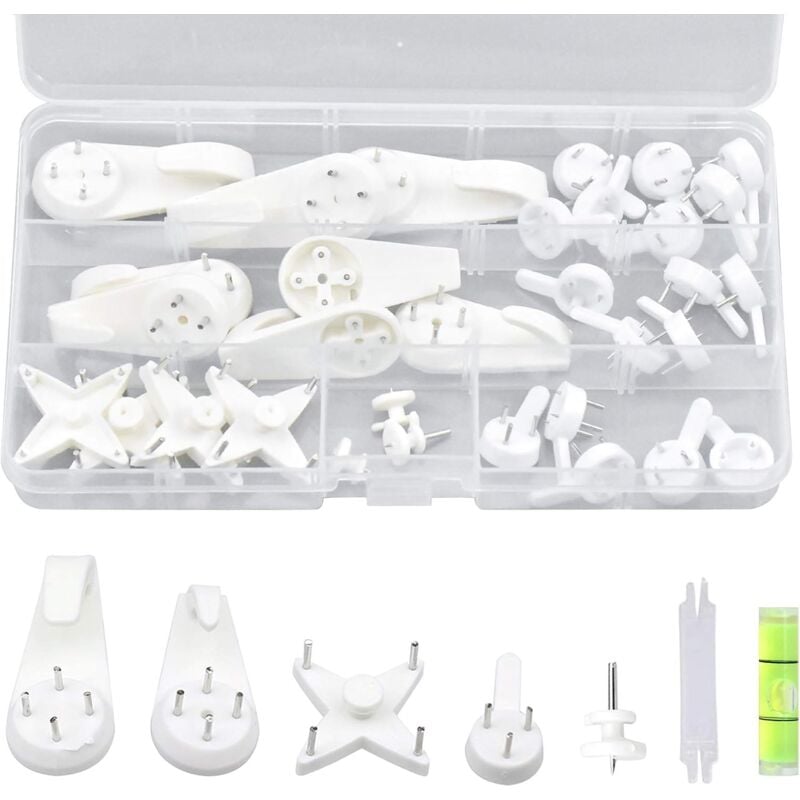 39 pcs Grooveless Wall Mounting Hooks, Picture Wall Hook, Picture Hanging Hook, Picture Hook, Wall Hooks for Hanging Photo Frames Paintings Clock - Image 1