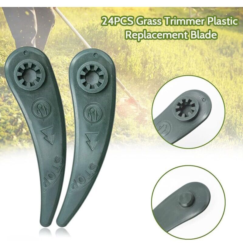 24-pack Bosch Grass Trimmer Blades for Bosch Durablade Art 23-18 LI Art 26-18 LI Grass Trimmers, Replacement Blades for Grass Trimmer. green Flat teeth - Image 4
