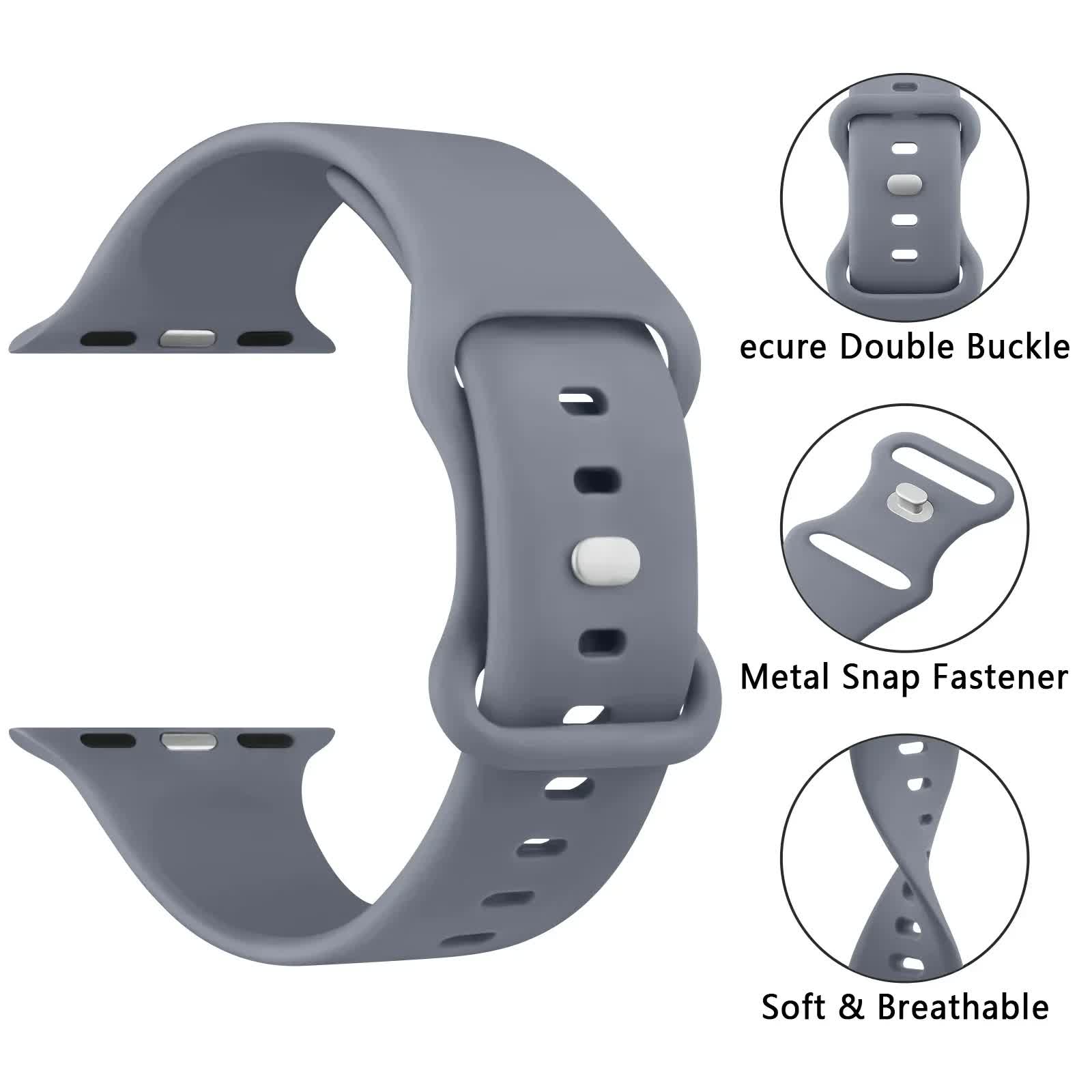 Soft Silicone Band for Apple Watch 8 7 6 5 4 3 SE Bracelet for IWatch Ultra 49mm 45mm 41mm 40mm 44mm 38mm 42mm Watch Smoky purple - Image 6