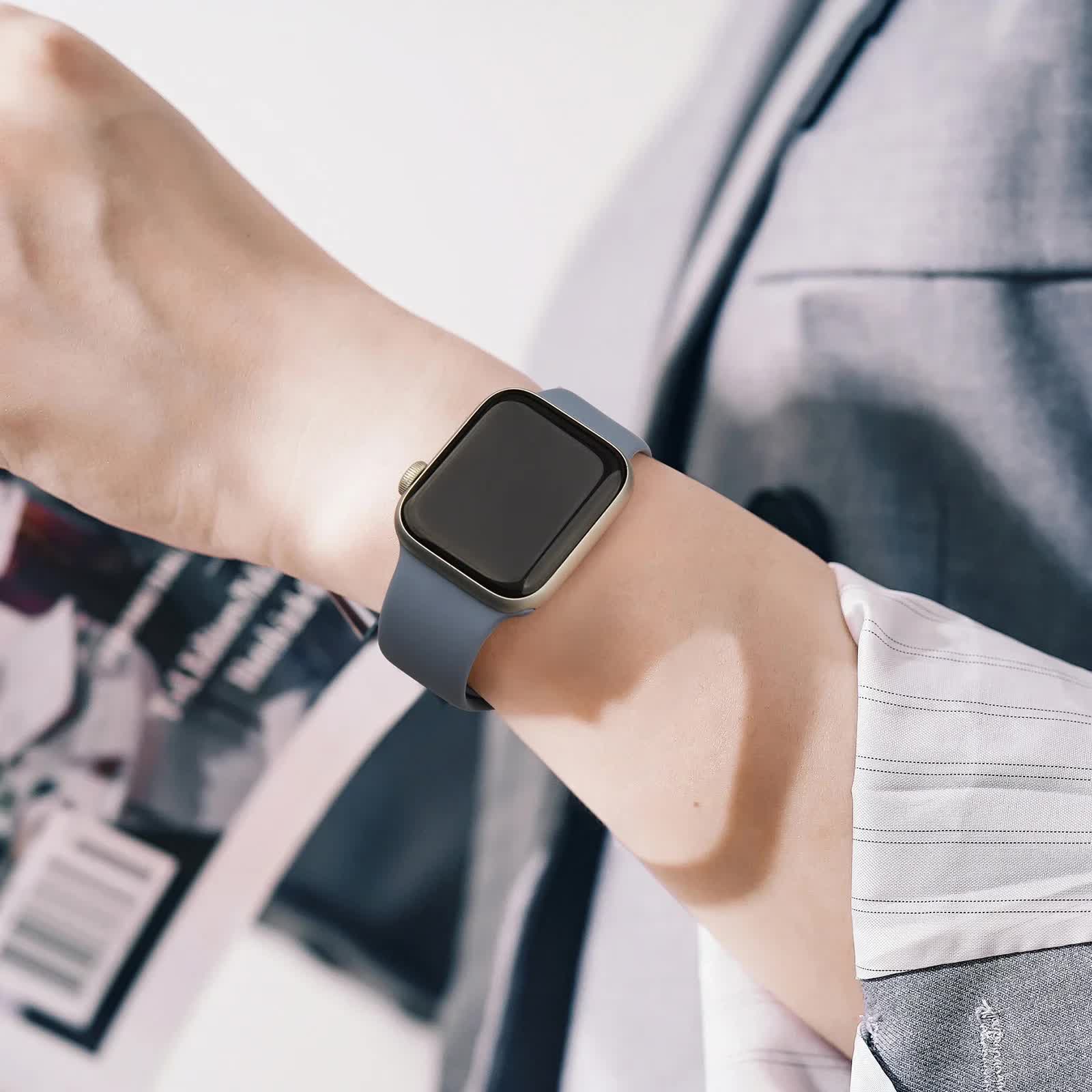 Soft Silicone Band for Apple Watch 8 7 6 5 4 3 SE Bracelet for IWatch Ultra 49mm 45mm 41mm 40mm 44mm 38mm 42mm Watch Smoky purple - Image 7