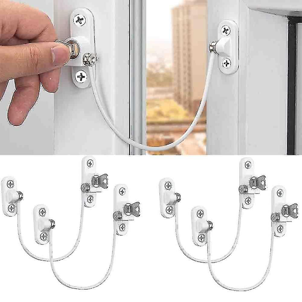 pcs Window Limiter, Window Limiter, Childproof Window Lock, Window Lock, Door Lock - White - Image 1