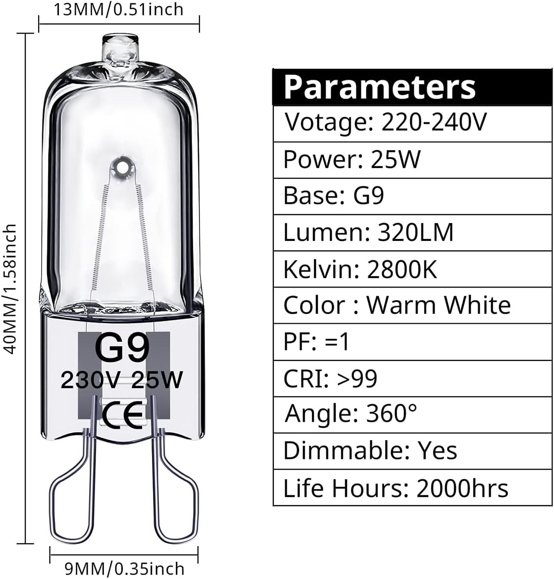 G9 halogen bulbs 25w 230v 10-pack - Image 2