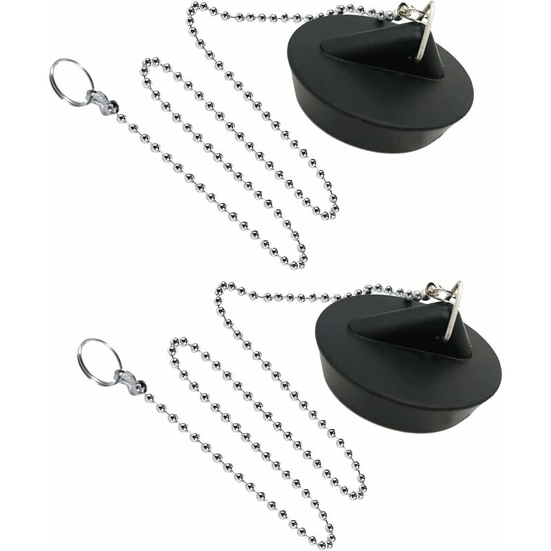 Rubber Sink Stopper with Ball Chain, Universal Stainless Steel Sink Stopper with Hook for Sink or Bathtub - Image 1