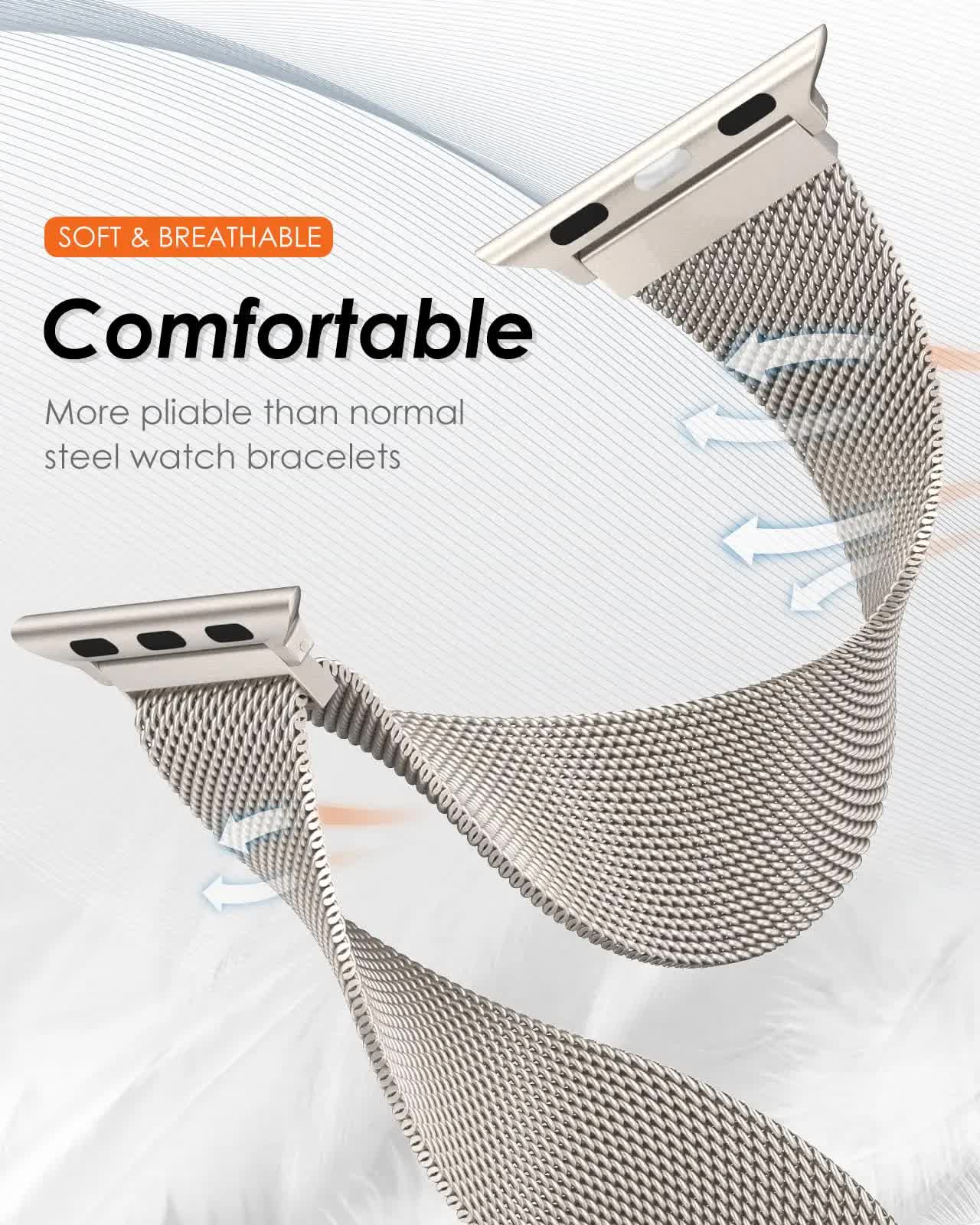 Milanese Compatible with Apple Watch Bracelet 44mm 40mm 45mm 49mm 41mm 38mm 42mm 44mm Bracelet iwatch Series 9 3 6 5 SE 7 8 Ultra 2 black black black 42mm 44mm 45mm 49mm - Image 4