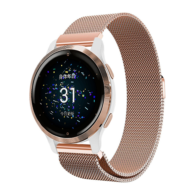 Stainless Steel Milanese Magnetic Bracelet for Garmin venu 2/venu SQ/venu 2S Venu2S Rose Gold - Image 5