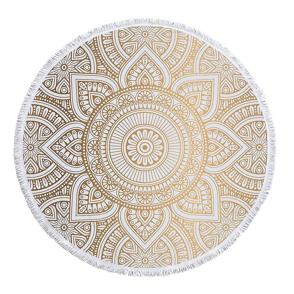 Round microfiber mandala beach towel hippie boho beach towel with tassels oversized wrap blanket tr - Image 1