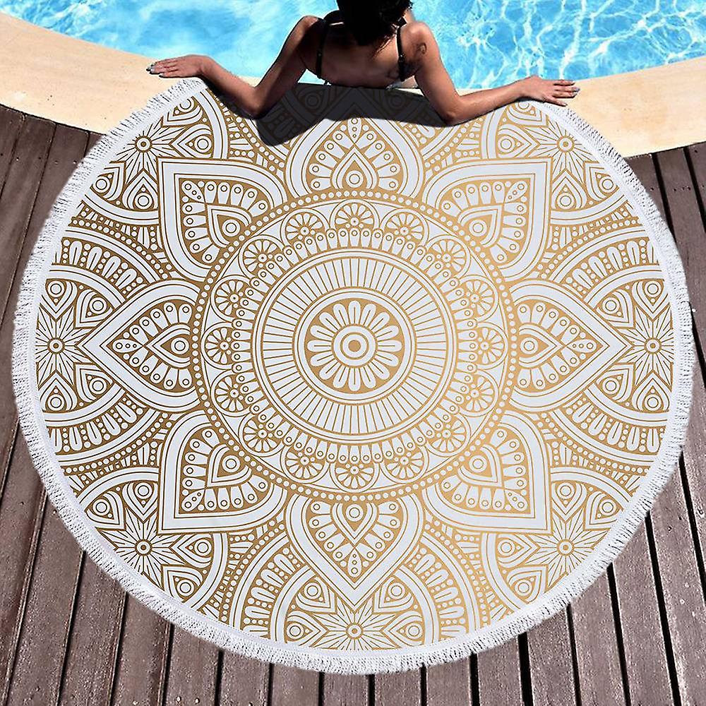 Round microfiber mandala beach towel hippie boho beach towel with tassels oversized wrap blanket tr - Image 2