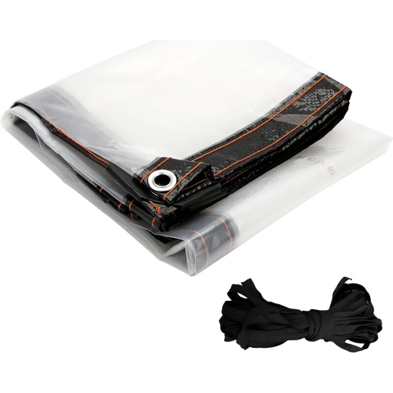 Waterproof Clear PVC Tarpaulin Overlay Panel Roof with Eyelets and Rope 2 x 3m - Image 1
