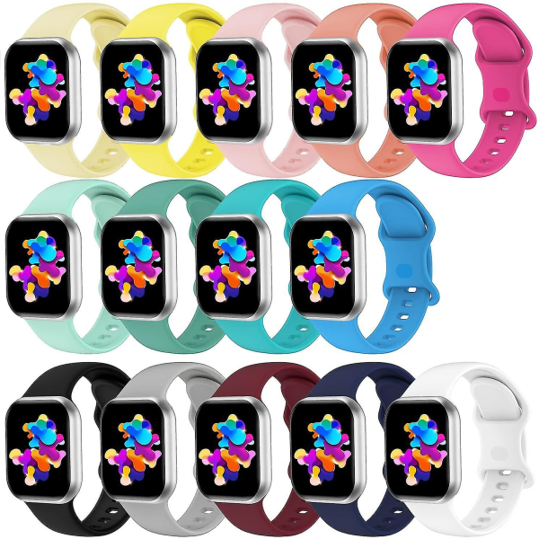 [14-Pack] Watch Bands Compatible with Apple Watch Bands 40mm 38mm 41mm Series 7/6/5/4 Women Men, Soft Silicone Sports Bracelets for I - Image 1