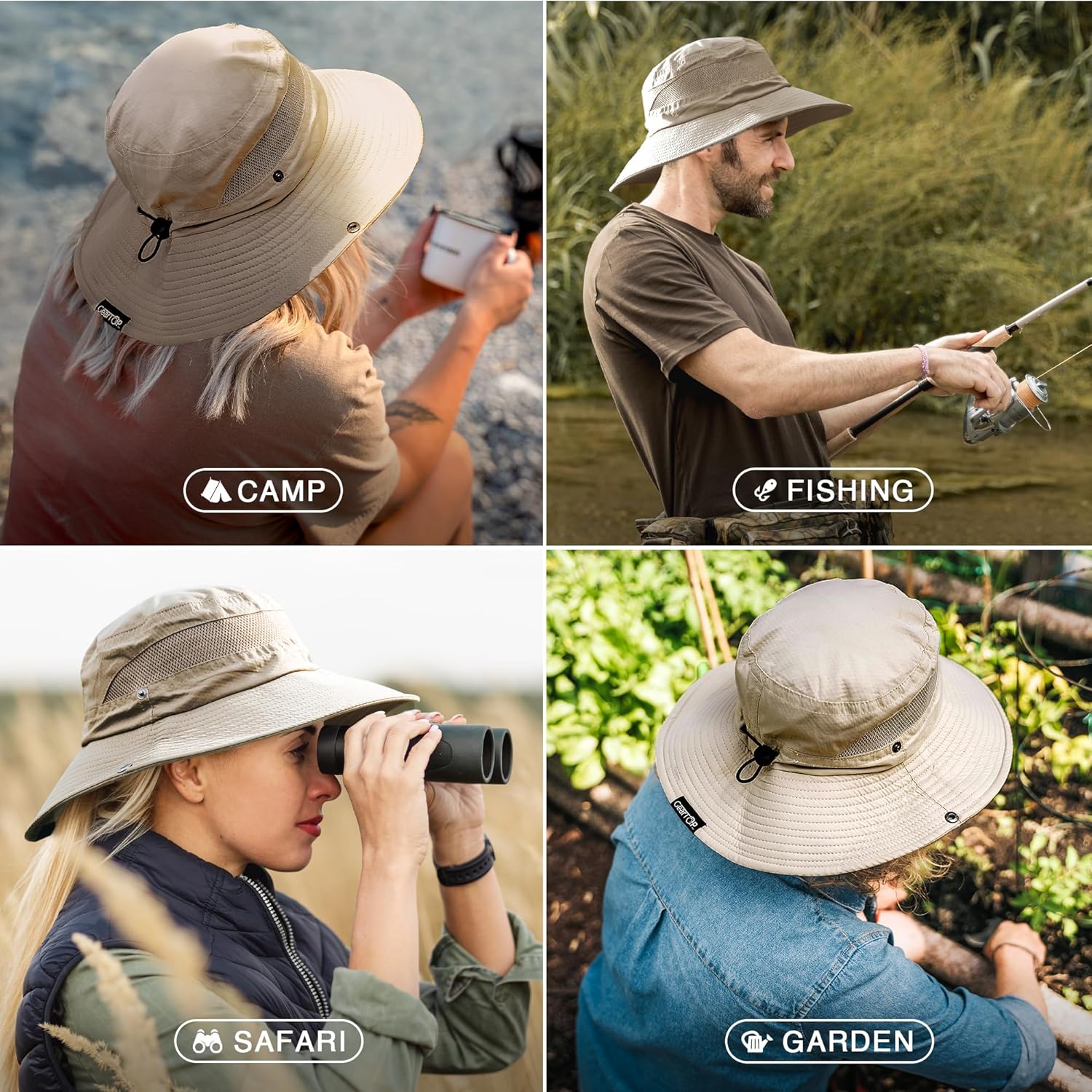 Fishing Hat UPF 50+ Wide Brim Sun Hat for Men and Women, Mens Bucket Hat with UV Protection for Hiking Beach Hats (Khaki - Image 5
