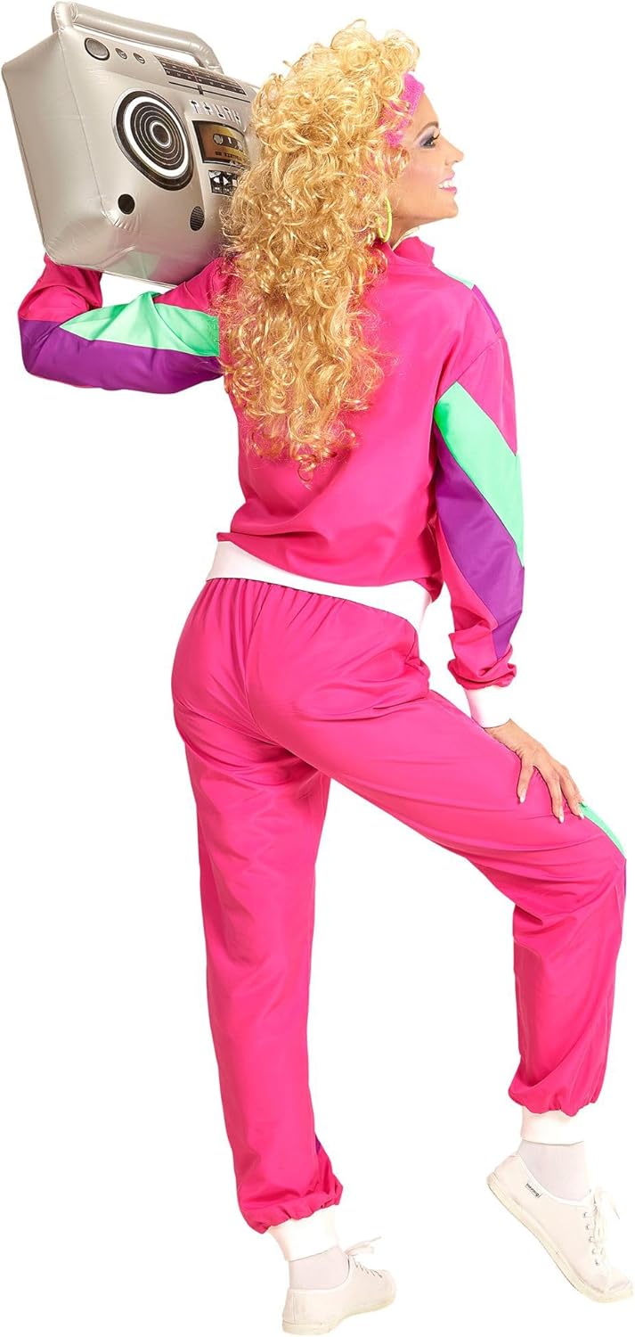 Widmann - Costume Jogging Pants Pink 80s Outfit Jogging Suit Carnival Costume, Multicolored L - Image 4