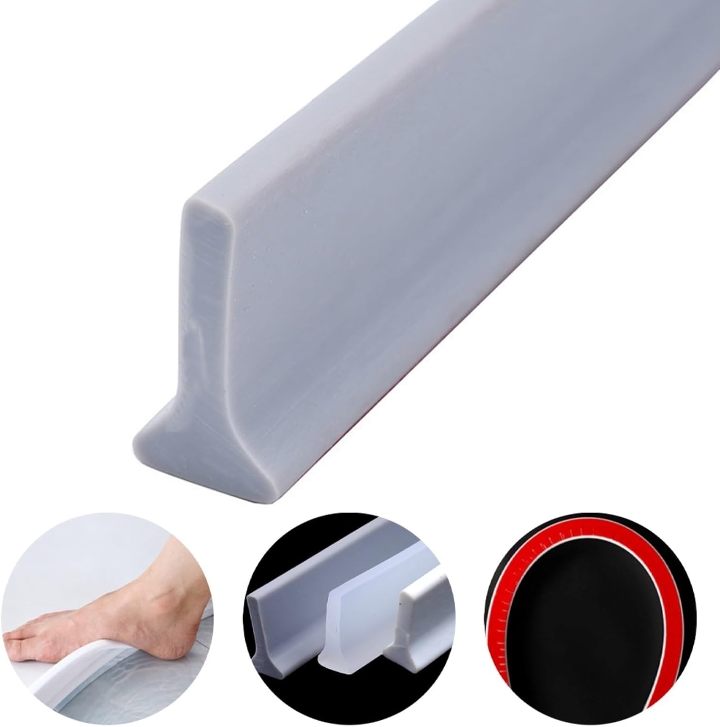 Shower Threshold / Water Barrier – Self-Adhesive Shower Strip – 2m Transparent Transparent - Image 1