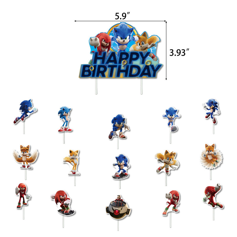 Sonic Birthday Theme Party Decoration Cartoon Drag Flag Insert Balloon Set D - Image 4