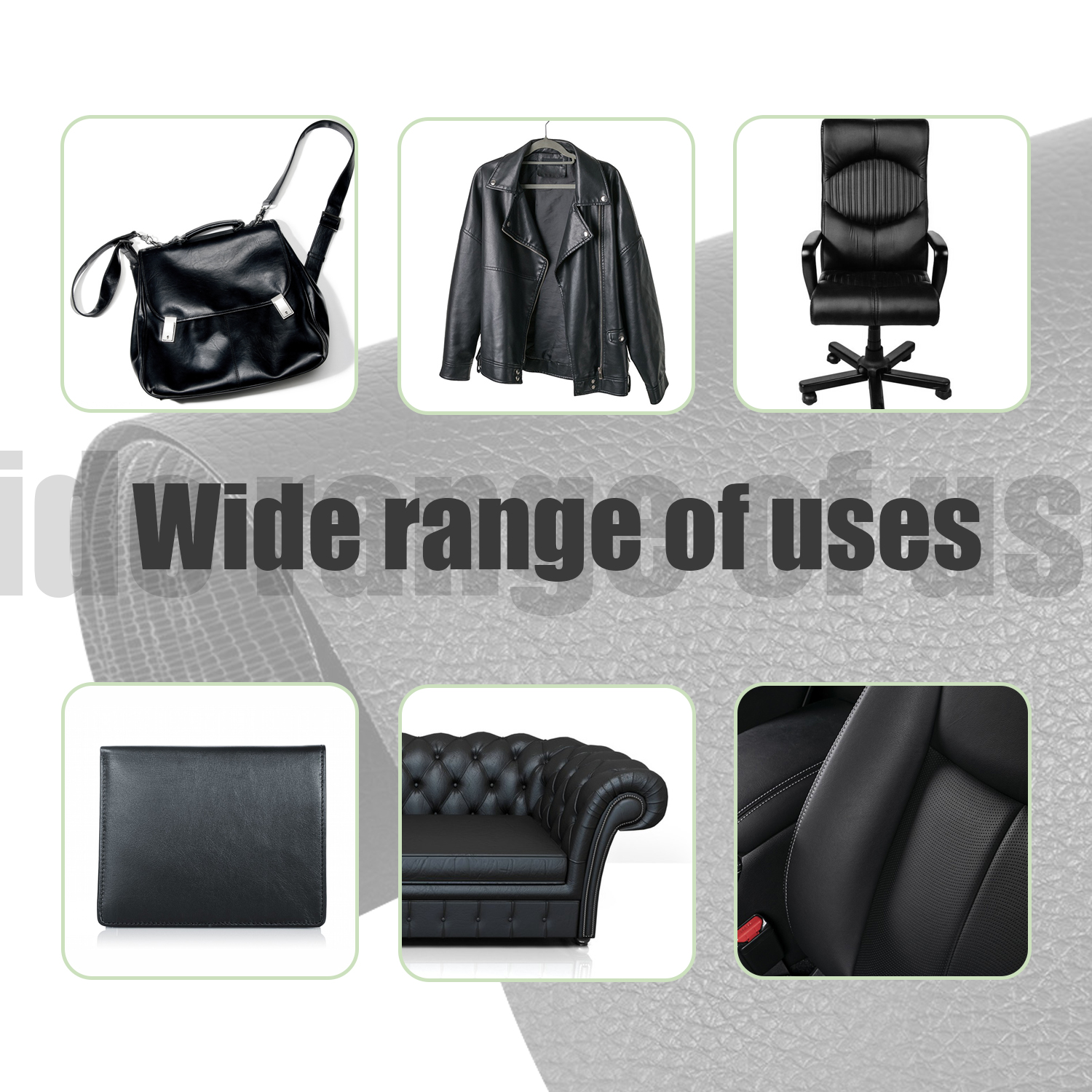 Self-adhesive repair patch artificial leather 50x138 cm Black Black Black Variety - Image 6