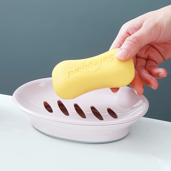 2-pack soap dish, plastic soap cups, non-slip soap dish, soap holder, shower with drip tray, easy-clean soap saver (pink) - Image 3