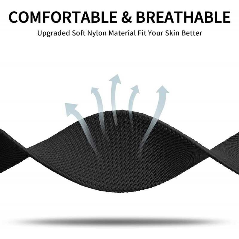 Compatible with Apple Watch 42/44/45/49 mm Adjustable and Elastic Nylon Strap Black Black - Image 4