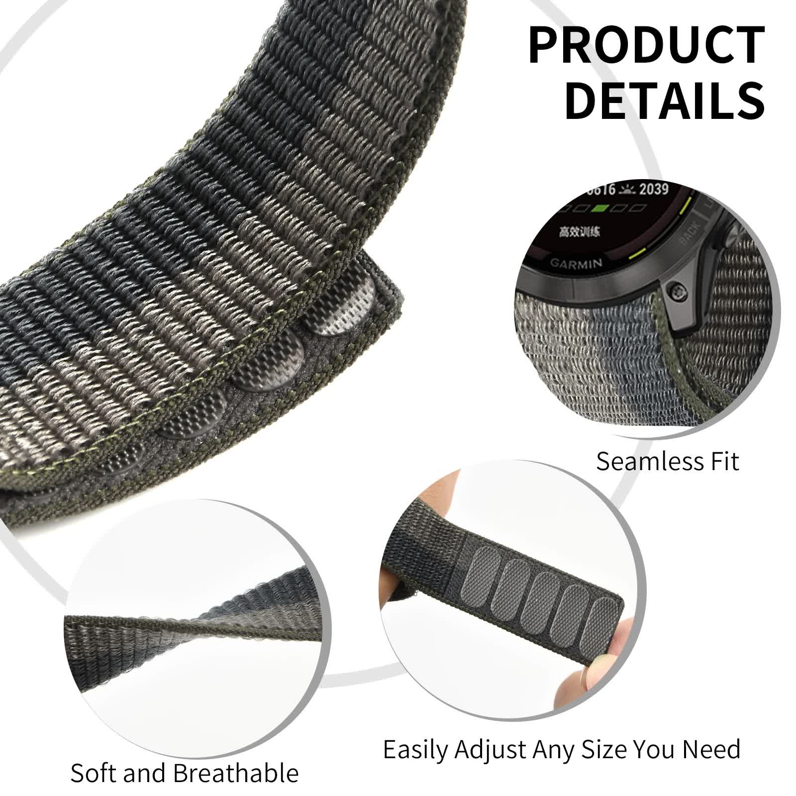 26mm 22mm  Nylon for Garmin Enduro 2/Fenix 6X 6 Pro 5X 5 Plus 7X 7/Epix Gen 2 Ultralight Smart Watch Band Bracelet H 26mm Fenix 6X 6XPro - Image 5