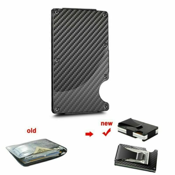 RFID Blocking Minimalist Carbon Fiber Card Holder with Money Clip for Men - Image 2