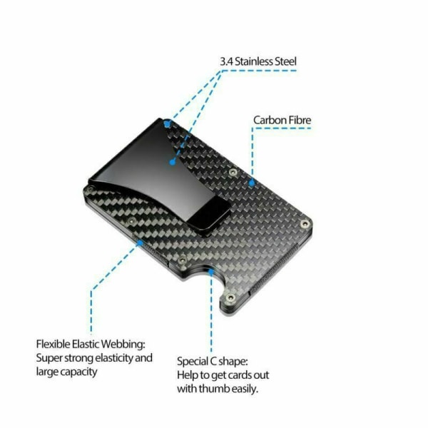 RFID Blocking Minimalist Carbon Fiber Card Holder with Money Clip for Men - Image 3