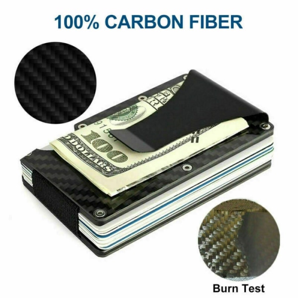 RFID Blocking Minimalist Carbon Fiber Card Holder with Money Clip for Men - Image 4