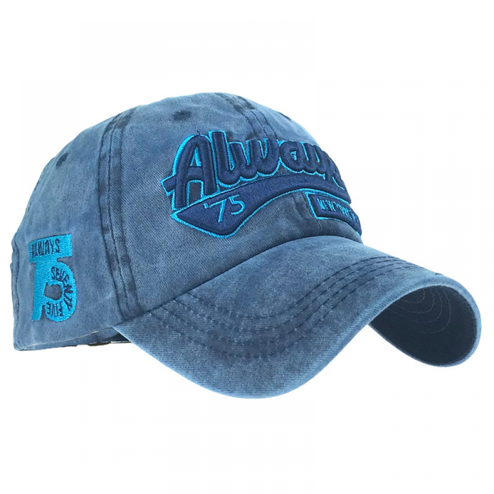 Baseball cap washed full cap fringed sun hat men and women Blue Blue - Image 1