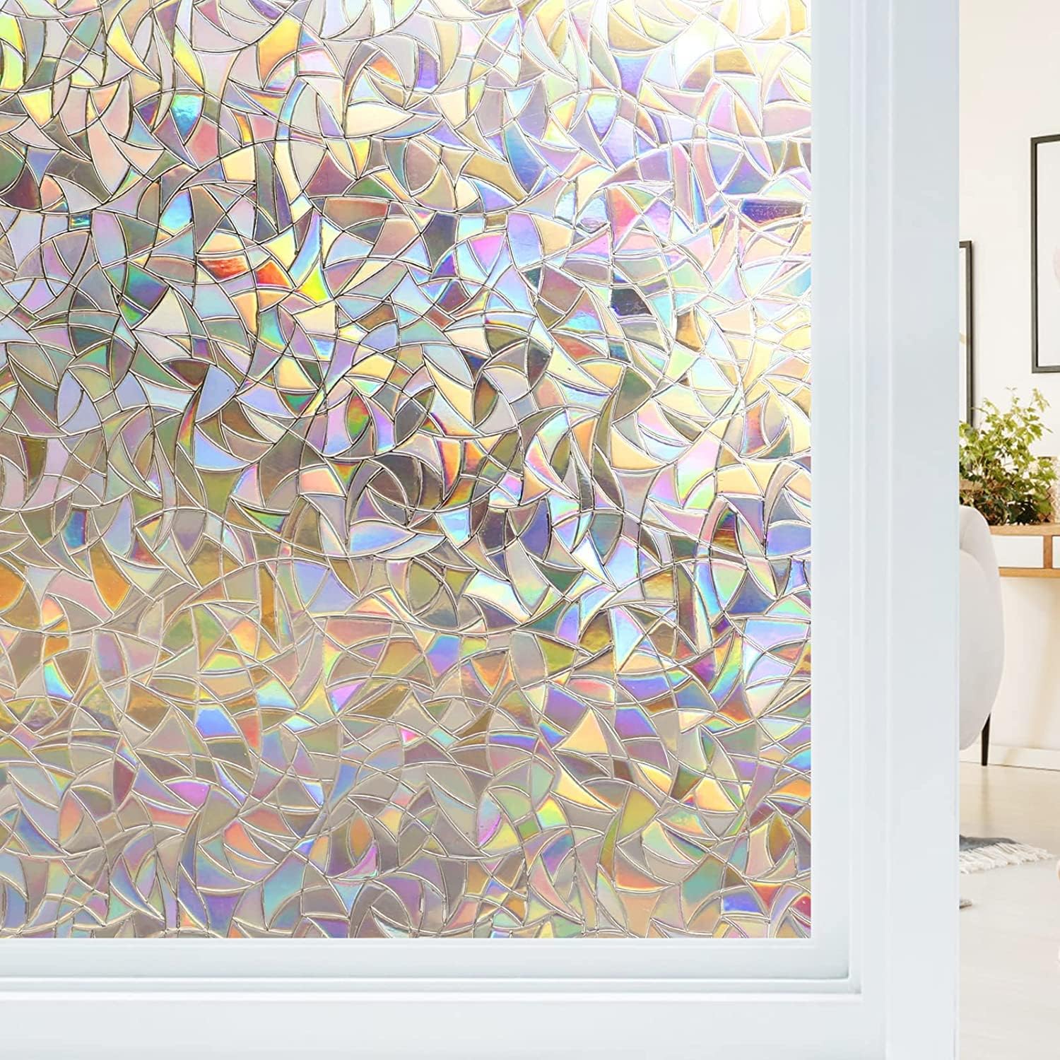 Electrostatic window film with rainbow effect, decorative anti-glare window film, 3D anti-UV window film, 45x200cm 45X200 - Image 1