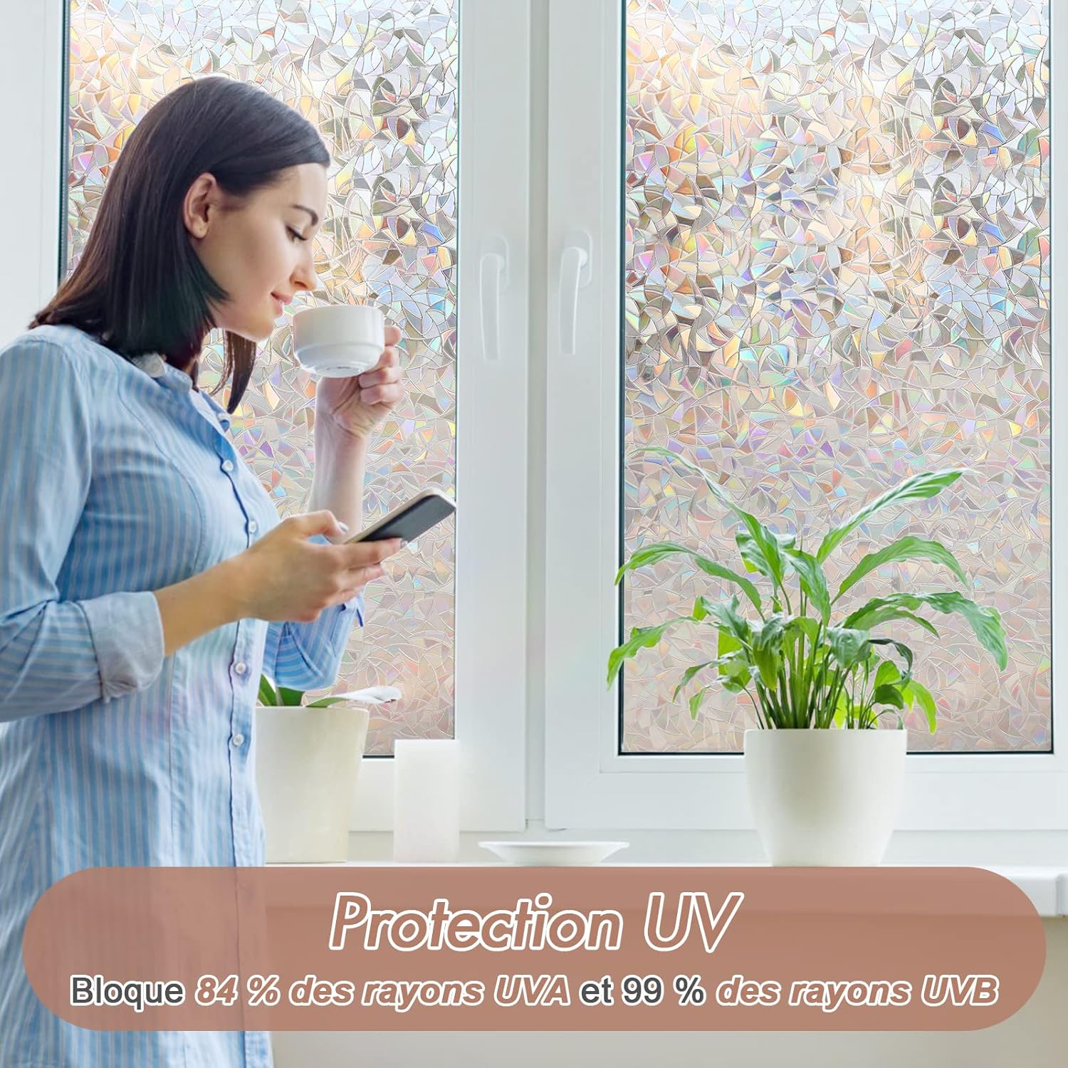 Electrostatic window film with rainbow effect, decorative anti-glare window film, 3D anti-UV window film, 45x200cm 45X200 - Image 3