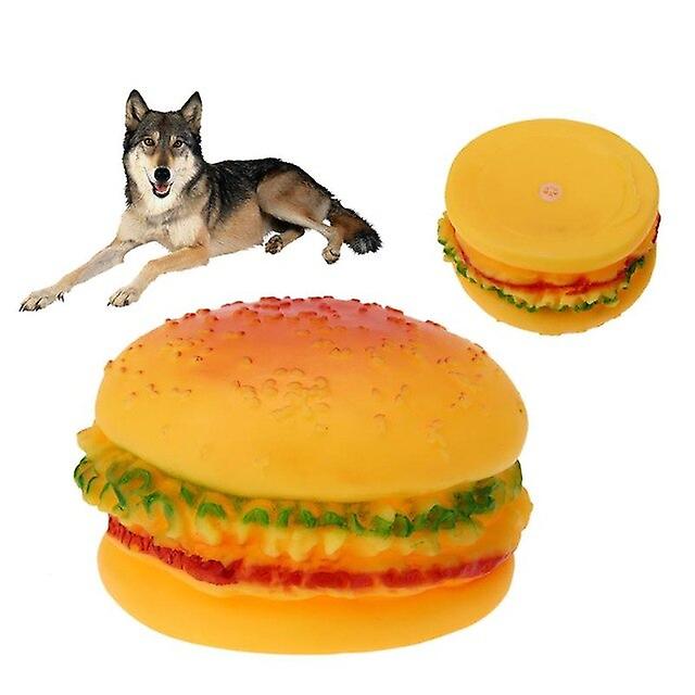 Pet Toy, Dog, Hamburger Shaped Sound Toy That Squeaks, Chew Toy for Small and Large Dogs, Cat Training, Play and Chew - Image 1