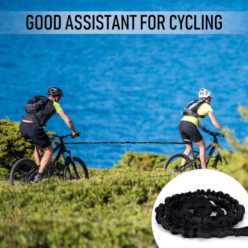 1.7m to 3m Bicycle Tow Rope for Kids Bicycle Tow Rope Load 200kg for Mountain Bike Long Family Trip with Black Storage Bag - Image 5